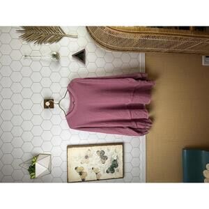 Free People French Terry Pink Oversized Single Snap Sleeve Pullover - Size - XS